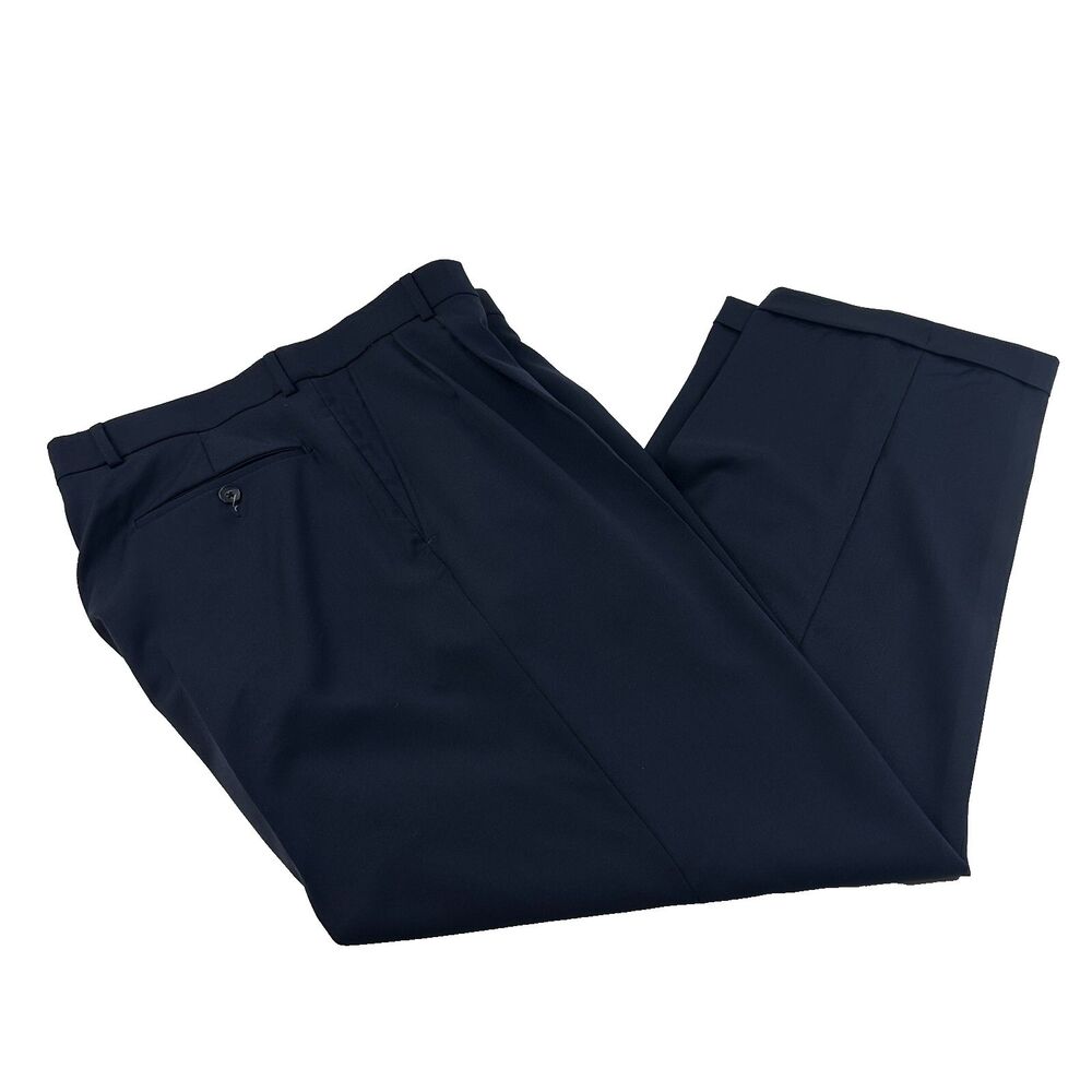 Ballin Super 120s Wool Mens Dress Pants 36 x30 Dark Navy Comfort EZE Pleated
